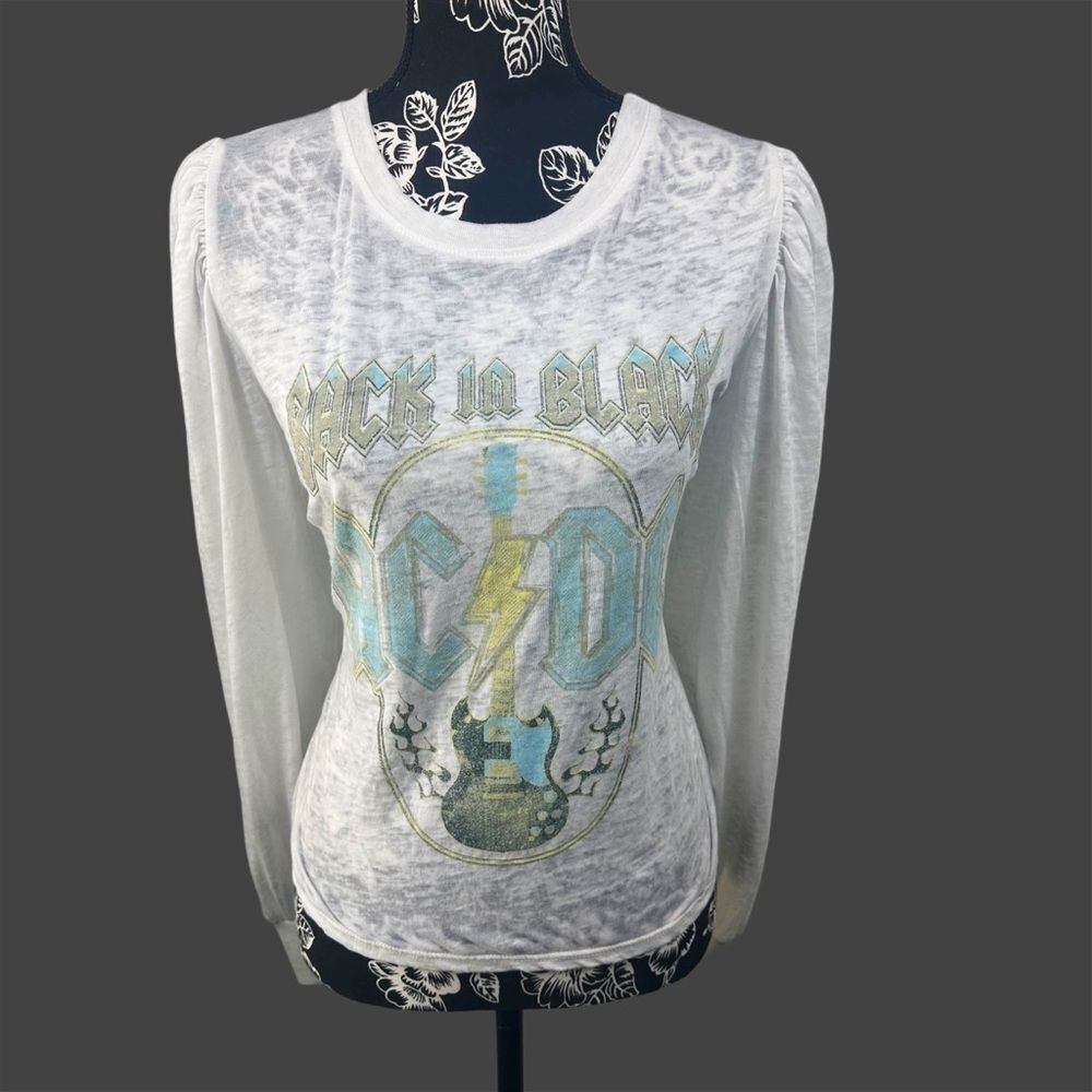 Recycled Karma AC/DC “Black is Back” Puff Sleeve Vintage Style Tee